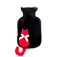 DM I love home貓咪影子攜帶式熱水袋 黑色 1000ml, 1個