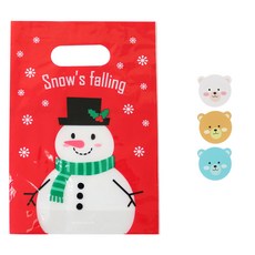 황씨네도시락 크리스마스 스노우맨 쿠키비닐백 100p + 곰 스티커 100p, 1세트