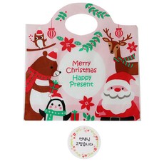 황씨네도시락 크리스마스 파티 쿠키비닐백 100p + 꽃 원형 선생님 고맙습니다 스티커 100p, 1세트