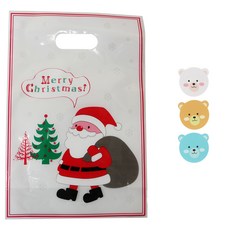 황씨네도시락 크리스마스 해피산타 쿠키비닐백 100p + 곰 스티커 100p, 1세트