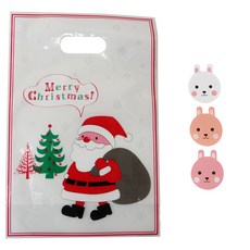 황씨네도시락 크리스마스 해피산타 쿠키비닐백 100p + 토끼 스티커 100p, 1세트