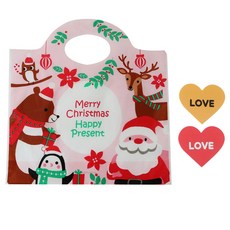 황씨네도시락 크리스마스 파티쿠키 비닐백 100p + 하트스티커 100p, 1세트