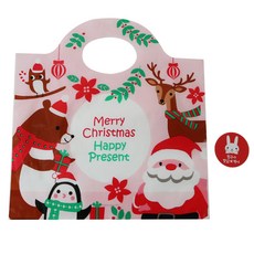 황씨네도시락 크리스마스 파티쿠키 비닐백 + 레드토끼 친구야 맛있게먹어 스티커 세트, 100세트