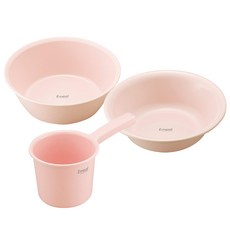 아스벨 욕실 대야 바가지 3종 세트, 핑크, 1세트