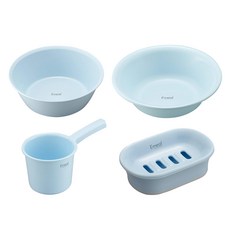 Asbel浴室臉盆水瓢肥皂盒 4件組, 藍色, 1組