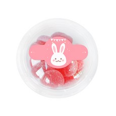 Dona&Deco 迷你透明水果杯170ml 20入 + 微笑兔子圓形貼紙 20張, 1套