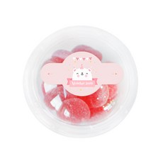 도나앤데코 미니 투명과일컵170ml 20p + 곰 핑크 축하해줘서 고마워 라운드스티커 20p, 1세트