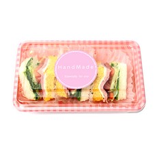 野餐屋愛心格紋中粉色便當盒+粉色圓形貼紙, 5組