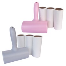 Pernic獨特斜紋膠帶滾筒黏毛器 T字型 粉色/灰色+替換裝 4入組, 1套