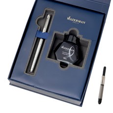 WATERMAN 鋼筆新半球豪華瓶裝墨水禮盒CT+轉換器+購物袋, F, 灰色裂紋