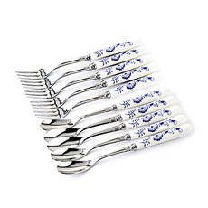 국산 쯔비벨무스터 도자기 티스푼 5p + 티포크 5p 세트, 1세트