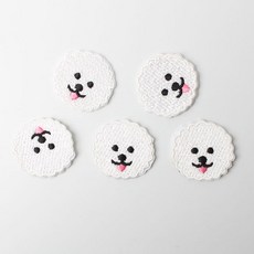 迷你刺繡布貼 30*28mm, 比熊, 5個