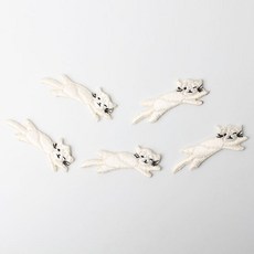 迷你刺繡貓咪圖章 48*17mm, 白色的, 5個