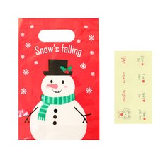 황씨네도시락 크리스마스 스노우맨쿠키비닐백 100p + 연인 메시지 스티커 투명 100p, 1세트