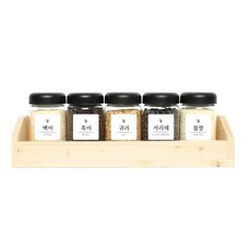 圓型雜糧收納罐 黑蓋 5入+木頭收納盒+標籤貼紙 20款