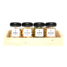 圓型雜糧收納罐 黑蓋 4入+木頭收納盒+標籤貼紙 20款