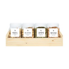 方型雜糧收納罐 白蓋 4入+木頭收納盒+標籤貼紙 20款