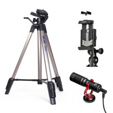 슬릭 카메라 3단 삼각대 U873 + 조비 스마트폰 GripTight PRO2 마운트 + 보야 1인방송용 마이크 BY-MM1 세트, 1개