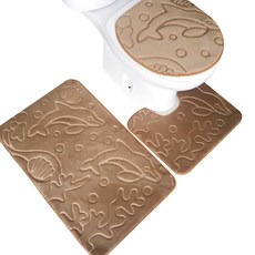 앤티스 욕실용품 변기커버 + 변기매트 + 발매트, 돌고래 브라운, 1세트