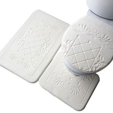 앤티스 욕실용품 변기커버 + 변기매트 + 발매트, 르네상스 화이트, 1세트