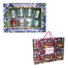 Yankee Candle 還願蠟燭 4 種 + 銀色木製薄荷綠色持有人 4p + 購物袋套裝, 還願