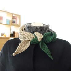 멜로우스토리 성인용 3단 뾰족목도리 니팅 뜨개질 키트, 1세트, 포레스트그린 + 차콜 + 헤이즐넛