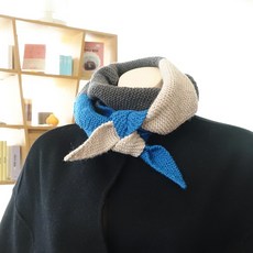 Mellow 成人用3段尖頭圍巾 針織編織套組, 1套, 鈷藍色 + 炭灰色 + 冷米色