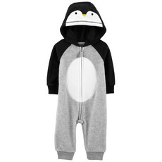 카터스 남아용 후드 펭귄 플리스 점프수트