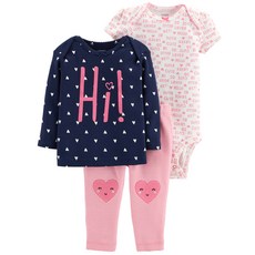 카터스 여아용 3피스 리틀 캐릭터 롬퍼 세트