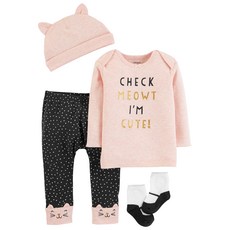 카터스 여아용 4피스 베이비소프트 테이트 미홈 실내복 세트