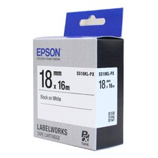 EPSON 標籤帶卡匣 SS18KL, 白底黑字, 16m