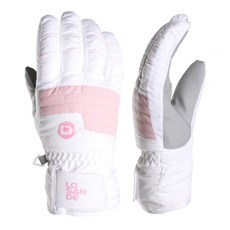 LOSANDE 女士冬季滑雪手套 SH9200, 白色 粉色