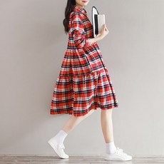 PANG PANG SHOP 格紋孕婦連身裙