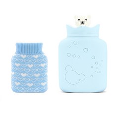 心形迷你泰迪熊熱水熱水袋 300ml+小袋套組 01, 1套
