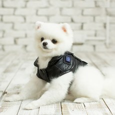 천하엘지씨 강아지 스마트발열 패딩조끼 + 보조배터리, 블랙, 1개