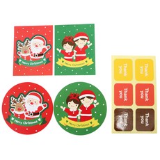 黃氏便當 聖誕瑪芬杯蓋 少年少女 20入 + 聖誕老人 20入 + 糖果托 少年少女 20入 + 聖誕老人 20入 + 方形感謝貼紙 80入, 1套