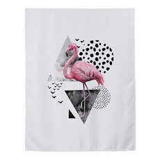 DM Alreom Home 臥室短款魔鬼氈窗簾, 紅鶴