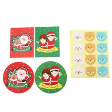 HCN 黃氏便當 聖誕瑪芬杯蓋 男孩女孩 20入 + 瑪芬杯蓋 聖誕老人 20入 + 小熊貼紙 80入 + 糖果架 男孩女孩 20入 + 糖果架 聖誕老人 20入, 1套