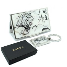 The Nuri Korea 傳統螺鈿名片盒 15張 + 鑰匙圈, 1層, 白虎