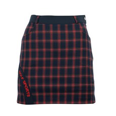 BMU 女款紅色慈善刺繡格紋裙 ASBU4057