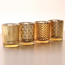 RIVER-GREEN 金色素面玻璃燭台4件組, A款, B款, C款, D款