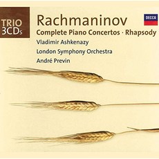 SERGEI RACHMANINOV - COMPLETE PIANO CONCERTOS & RHAPSODY/VLADIMIR ASHKENAZY ANDRE PREVIN EU수입반, 3CD