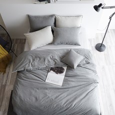 La Pomme 素色滾邊棉被套+鵝絨被 0.7kg, 炭灰色