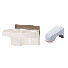 Living Duo 黏貼式磁吸肥皂架 + Premium 黏貼式多功能吹風機架, 灰色, 白色, 1套