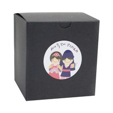 黃氏便當 黑色餅乾盒 10入 + 新年福 男孩女孩貼紙 10入, 混色, 1套