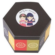 黃家便當傳統六角盒 小+新年快樂貼紙 男孩女孩, 混色, 10套