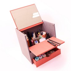 디오 라비앙로즈 서랍 미니화장대, 라이트 그레이 + 레드