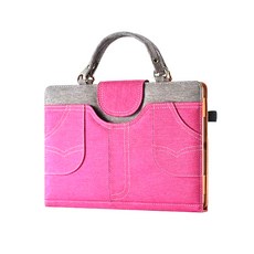 인스타 ipad 데님캔버스 핸드백 케이스, 로즈핑크, 1개