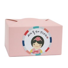黃氏便當盒蕾絲盒粉色20p+新年貼紙韓服少女20p, 混色, 1套