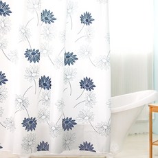 KOXINA 防水浴簾 花卉款+窗簾環 12入, 1套